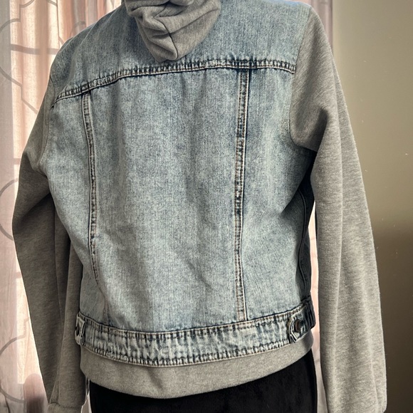 Highway Jeans Light Blue Denim Jacket with Gray Hoodie - Picture 4 of 6